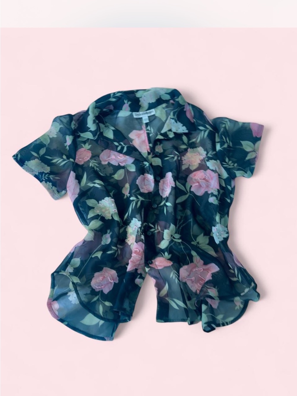 Womens beaded sheer rose top